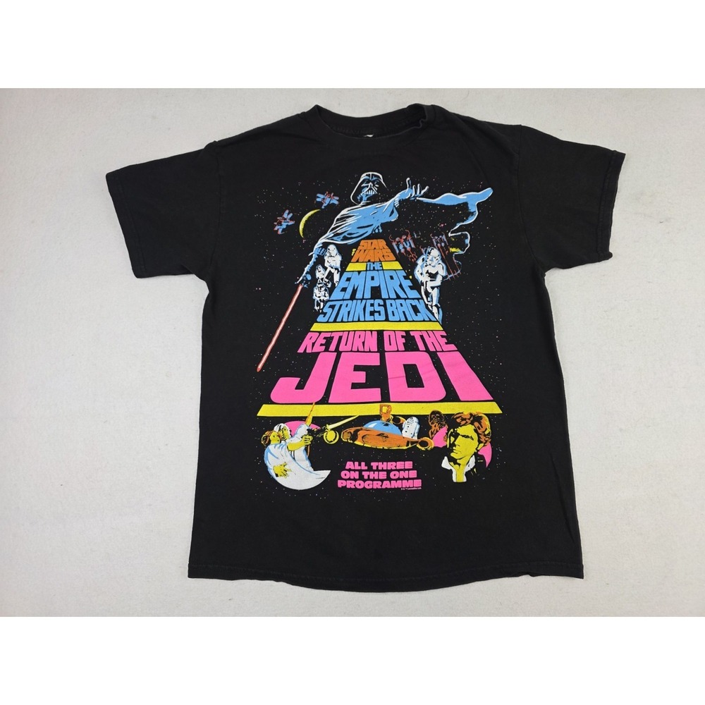STAR WARS EMPIRE STRIKES BACK RETURN OF JEDI T-Shirt M Black Vintage-Style Neon